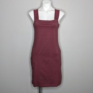 Square-Neck Knit Dress in Burgundy M
